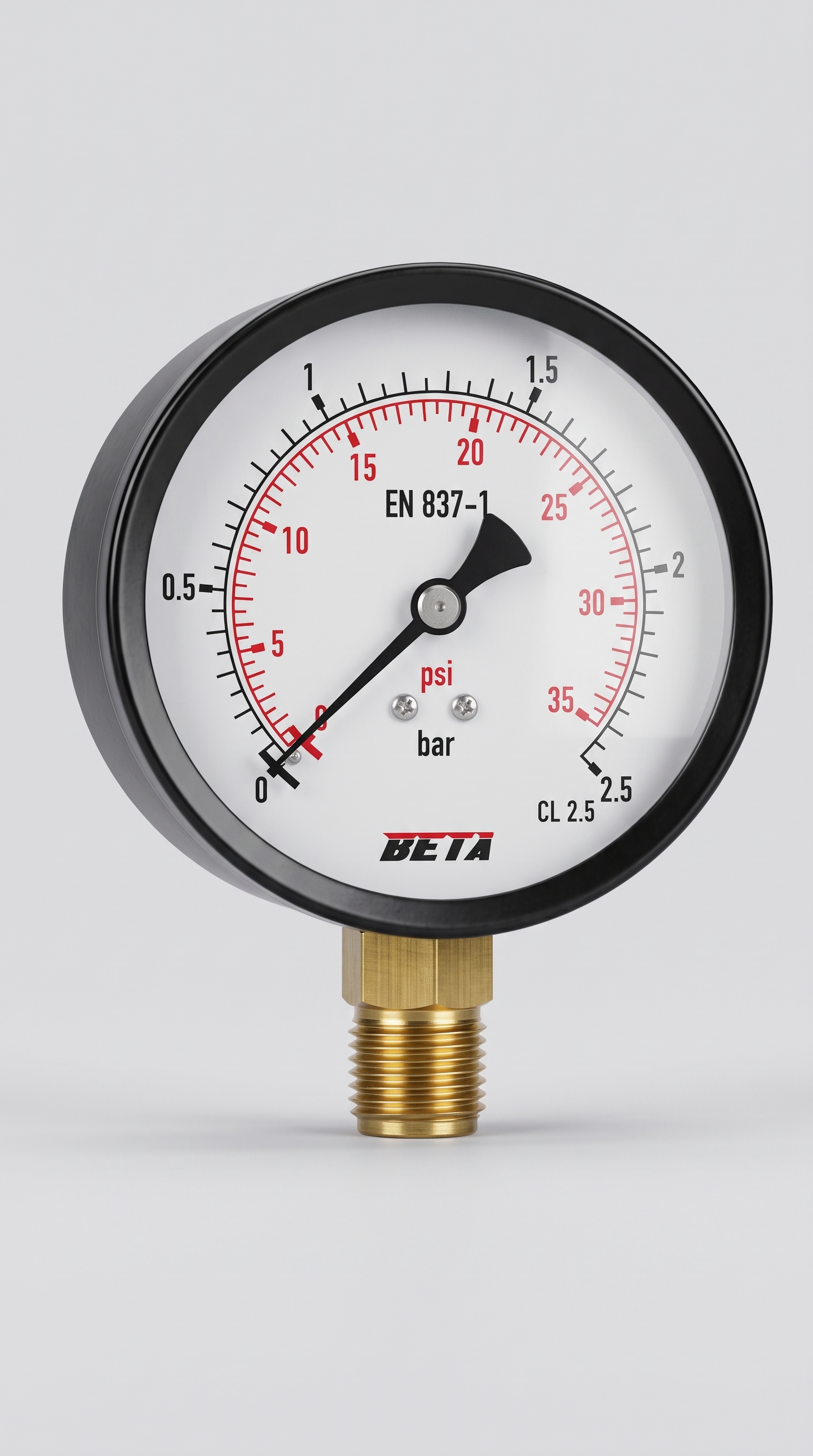 10cm Dry Pressure Gauge with Metal Case and 1/2-Inch Brass Connection